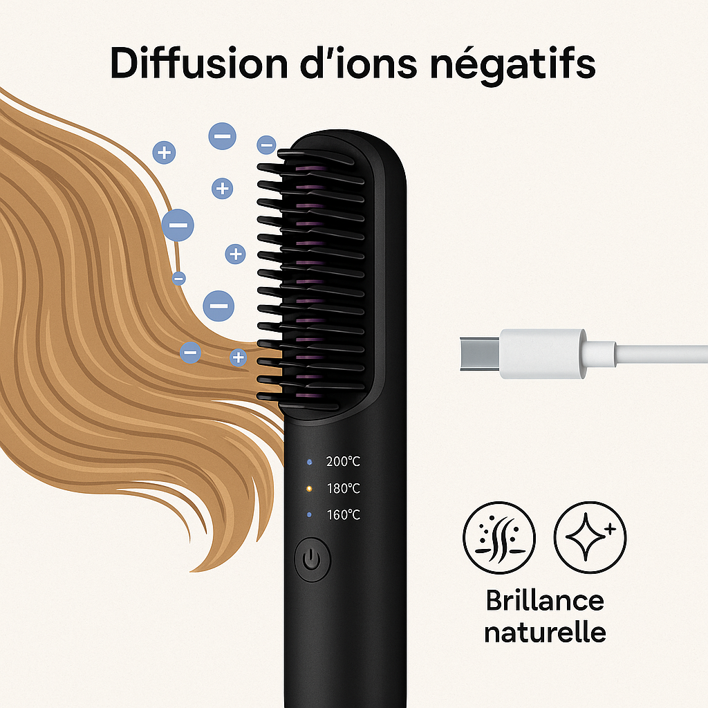 Peigne Lisseur Cheveux - Portatif