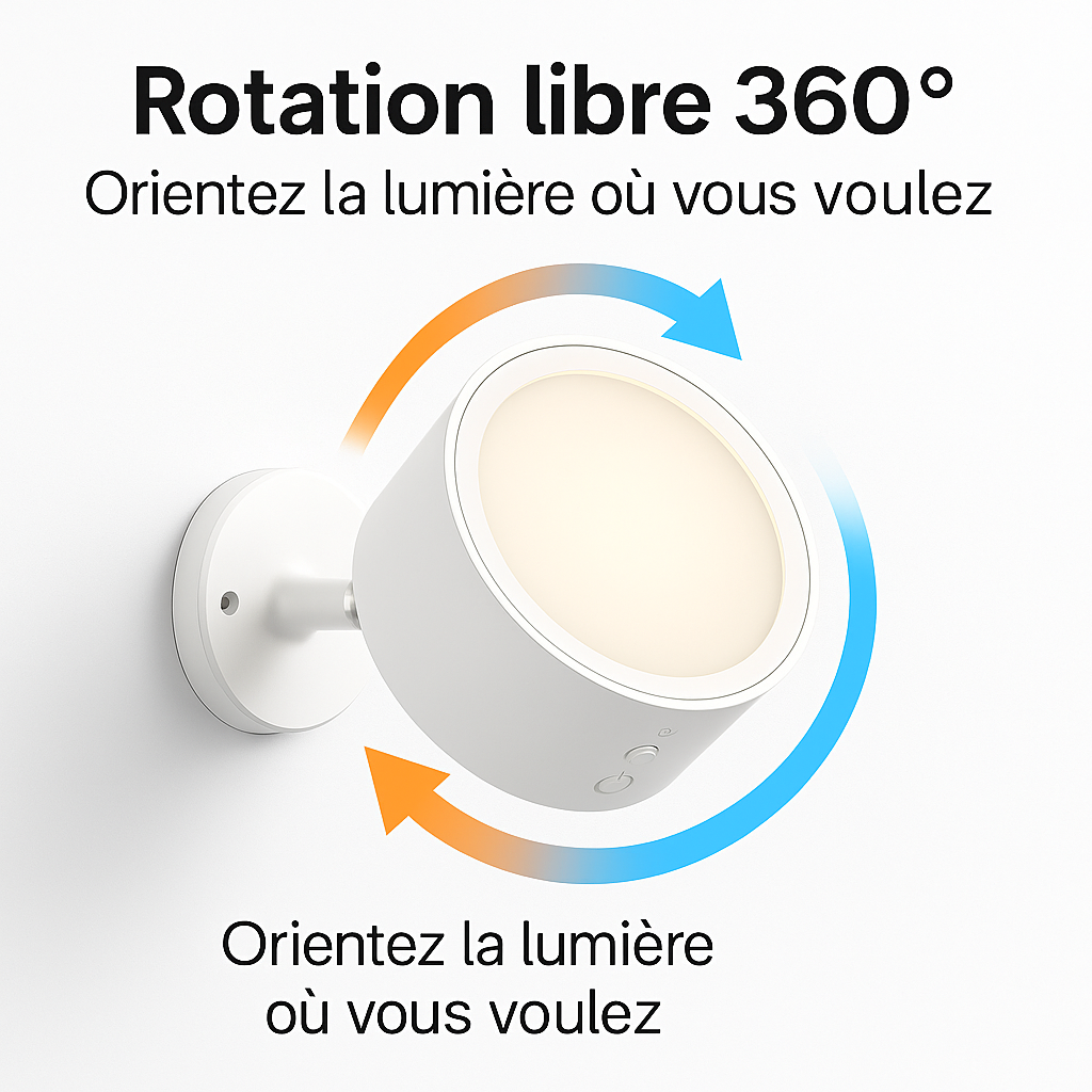 Lampe Murale Rechargeable – Double Éclairage Haut & Bas