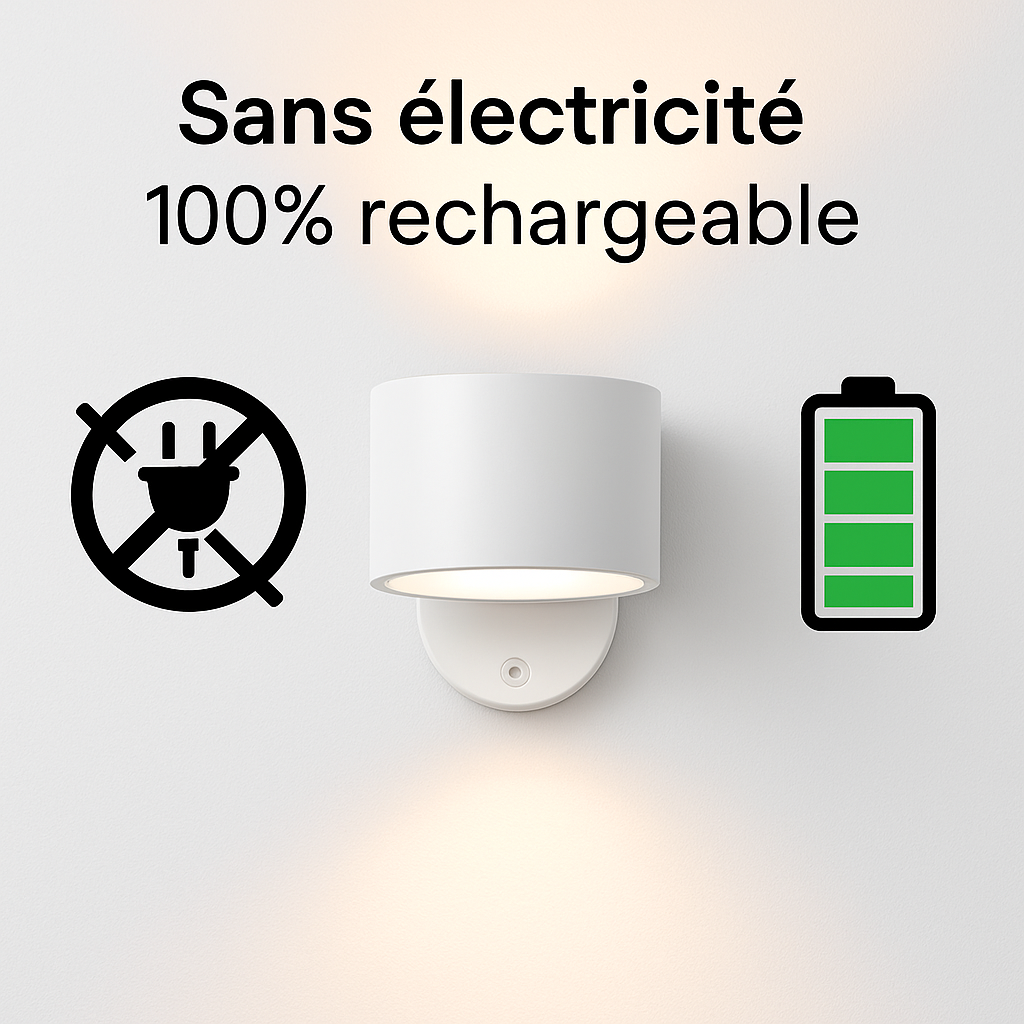 Lampe Murale Rechargeable – Double Éclairage Haut & Bas