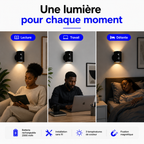 Lampe Murale Rechargeable – Double Éclairage Haut & Bas (Lot de 2 Lampes)