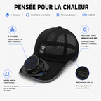 Casquette Anti-Chaleur – avec Ventilateur Solaire Rechargeable™