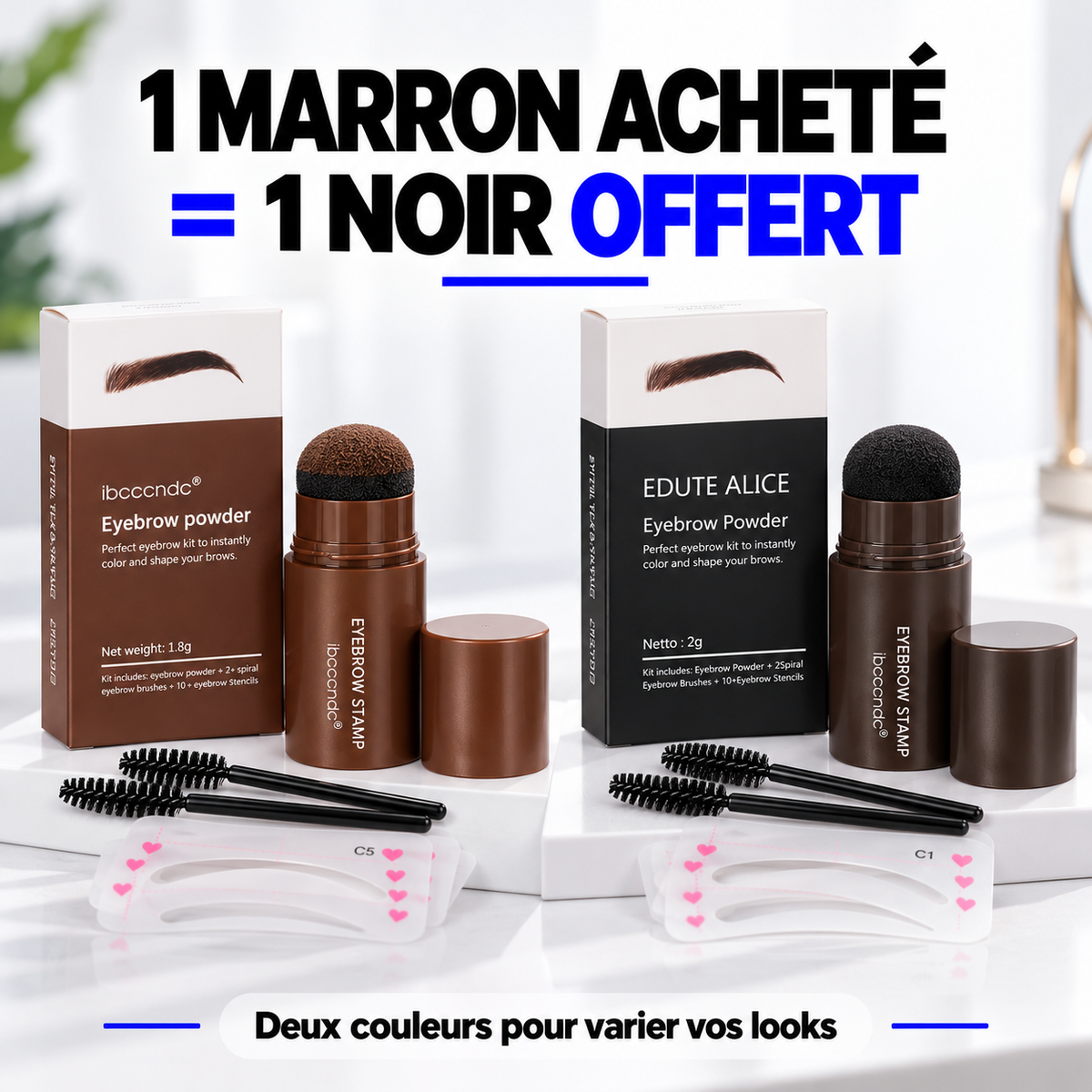 Kit Tampon à Sourcils Pro™ – Sourcils Parfaitement Dessinés en Quelques Gestes | Marron + Noir