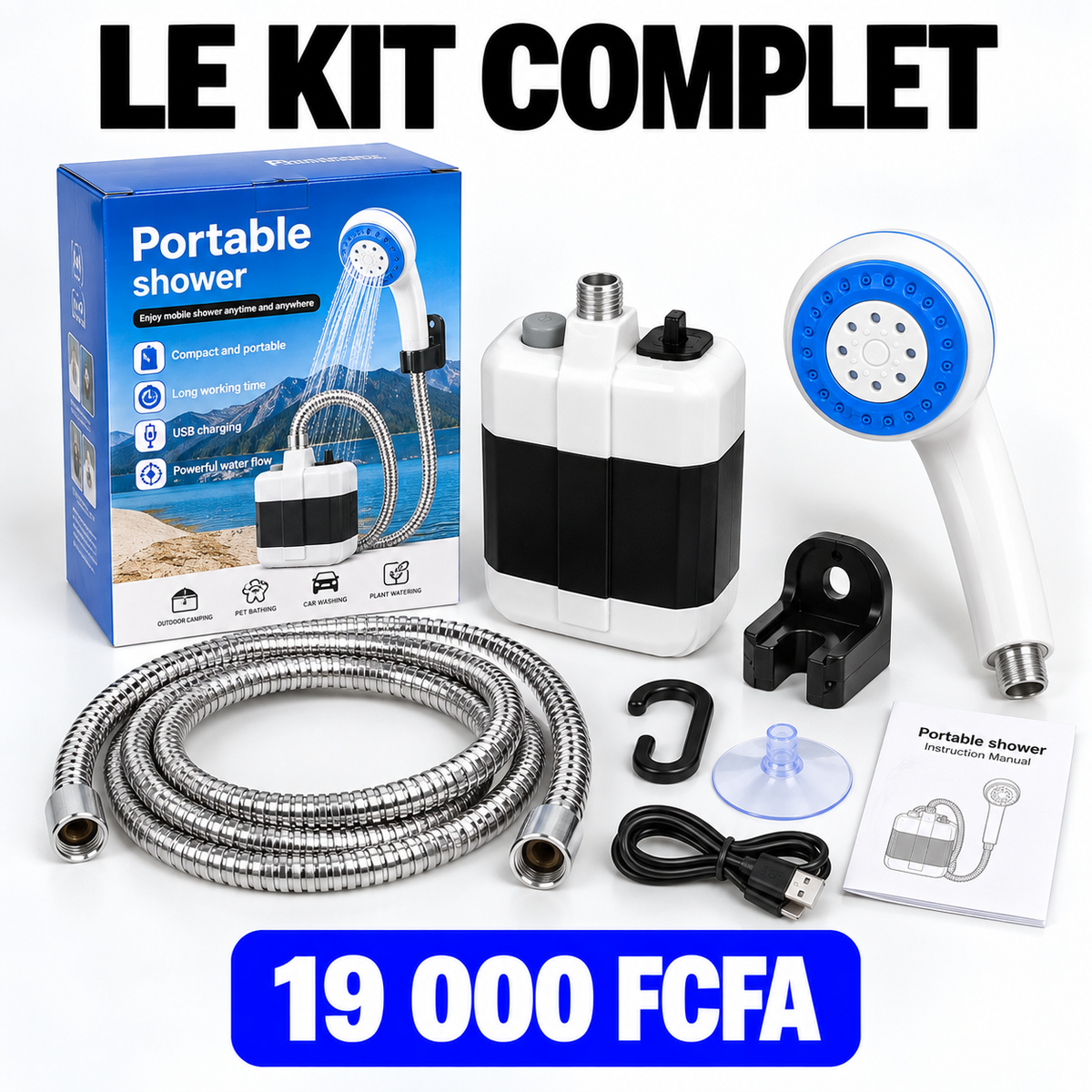 Douche Portable Rechargeable™ – Transformez votre seau en douche !