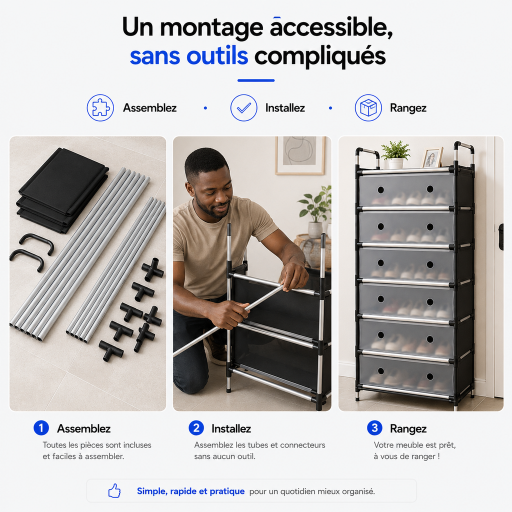 Meuble à Chaussures Gain de Place™ – 6 Compartiments