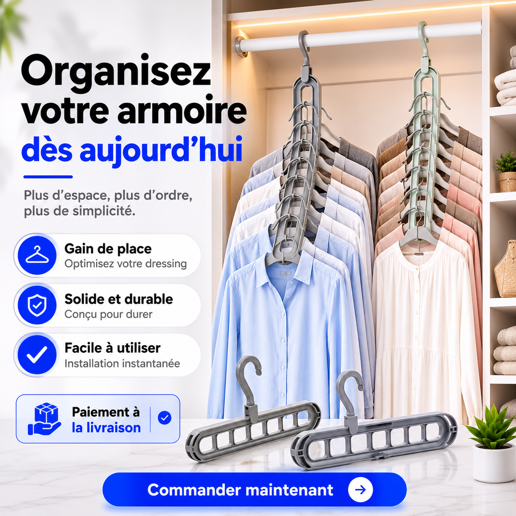 Lot de 05 Cintres Rotatif – Gagnez de l'espace !