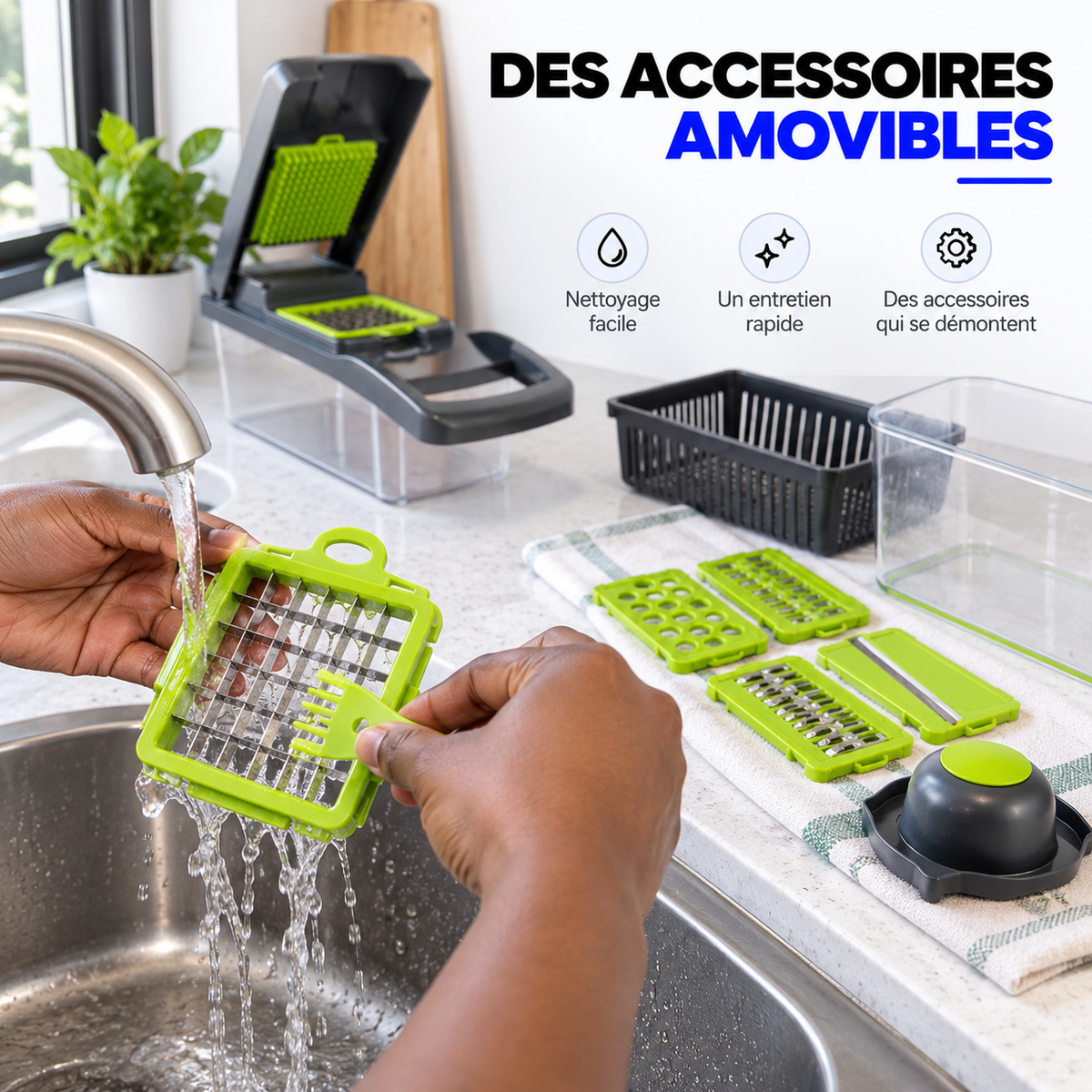 Coupe-Légumes Multifonction™ – Tranche, Râpe & Découpe en Quelques Gestes