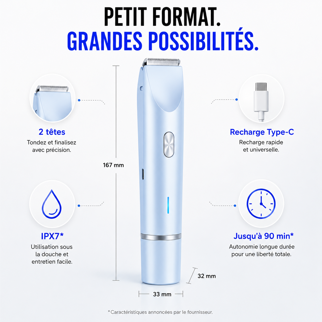 Rasoir Électrique Intime 3 en 1 – Rasage doux, sans douleur, ni irritation