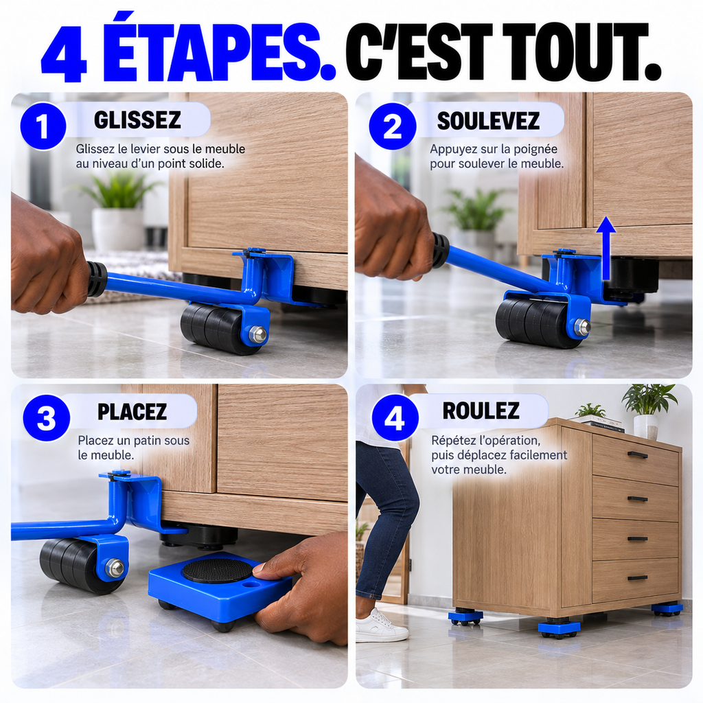 Kit Déplace-Meubles Facile™ – Déplacez vos Meubles Lourds Sans les Porter