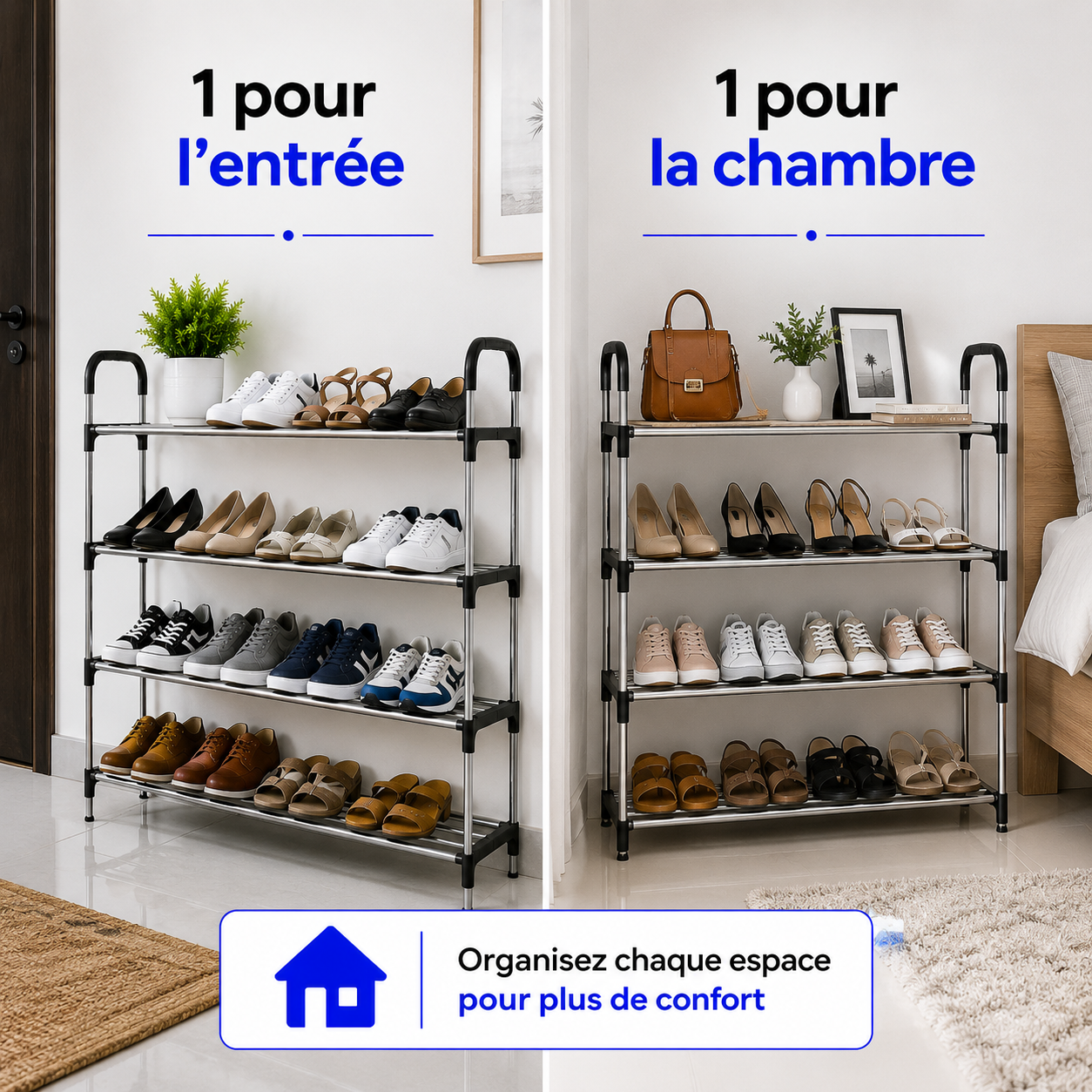 Étagère à Chaussures Gain de Place 4 Niveaux™