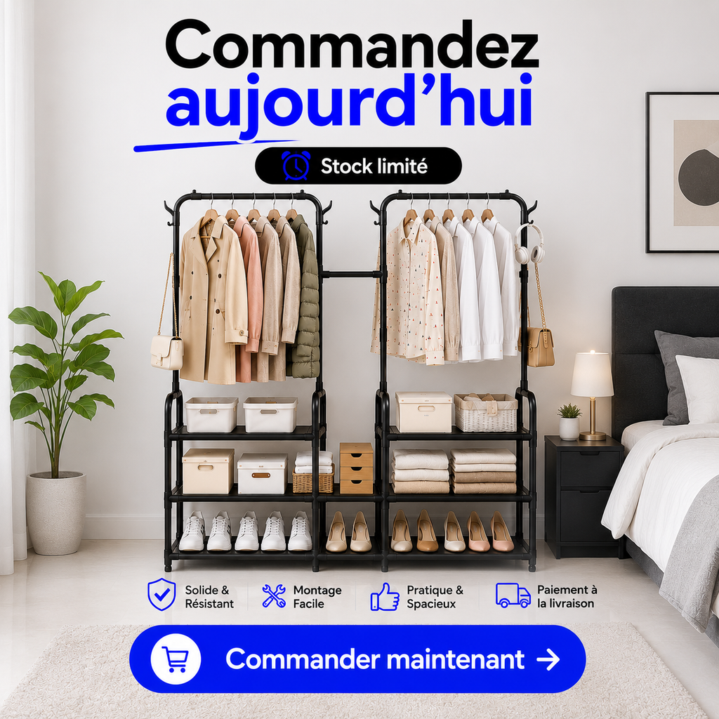 Dressing 3-en-1 | Rangez vêtements, chaussures et accessoires facilement