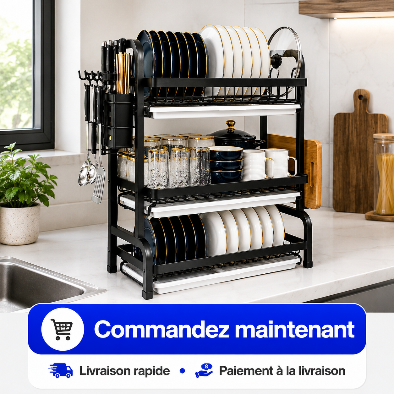 Organiseur Vaisselle Multifonction 3 Niveaux™