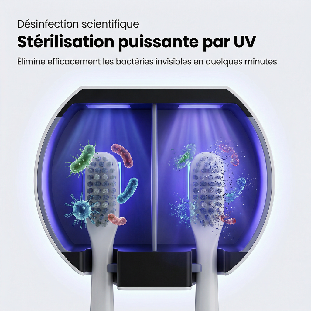 Désinfectant UV Intelligent pour Brosse à Dents – Éliminez jusqu’à 99% des bactéries invisibles