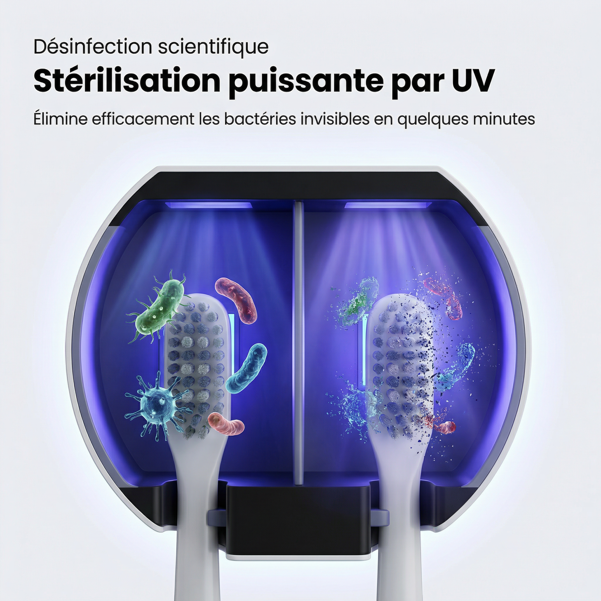 Désinfectant UV Intelligent pour Brosse à Dents – Éliminez jusqu’à 99% des bactéries invisibles