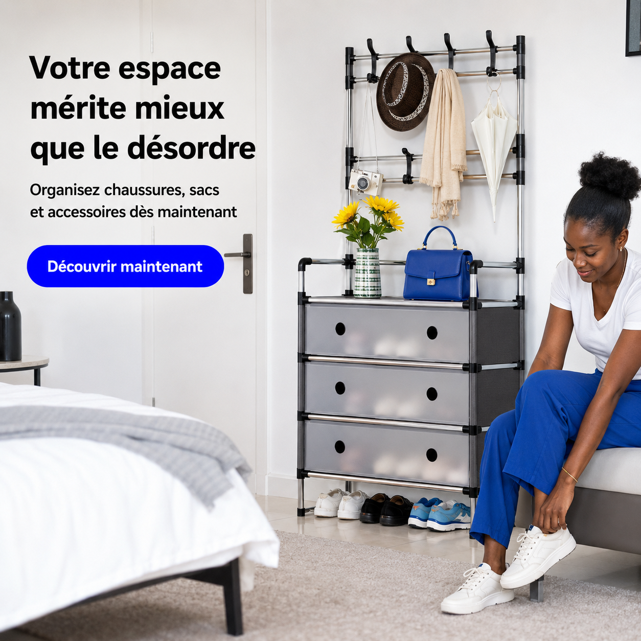 Meuble Multi-Rangement Gain de Place™ – Chaussures, Sacs & Accessoires