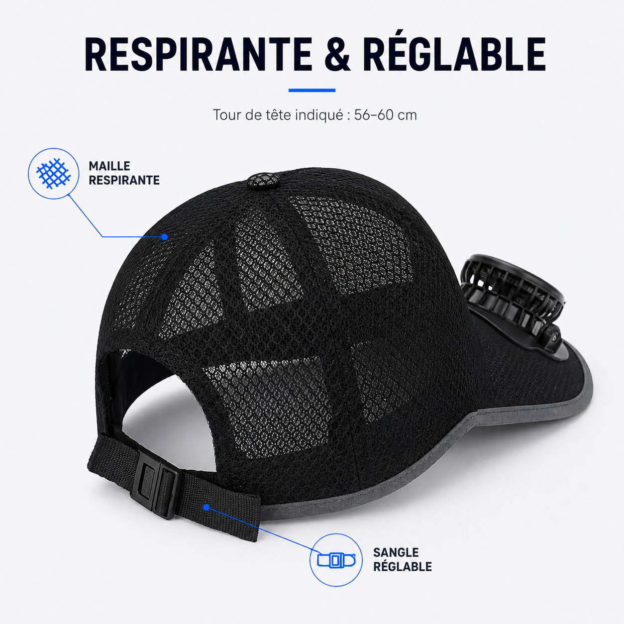 Casquette Anti-Chaleur – avec Ventilateur Solaire Rechargeable™