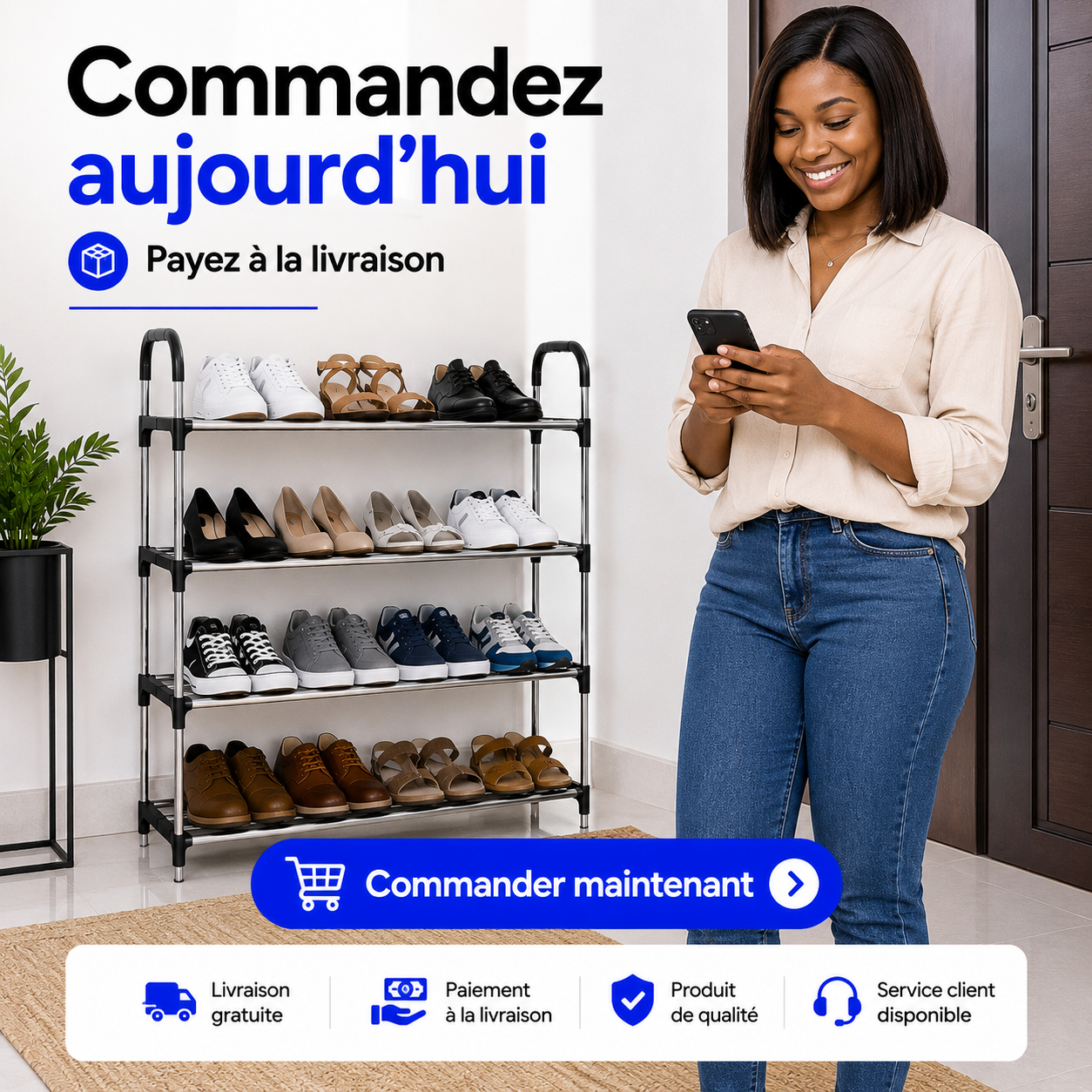 Étagère à Chaussures Gain de Place 4 Niveaux™