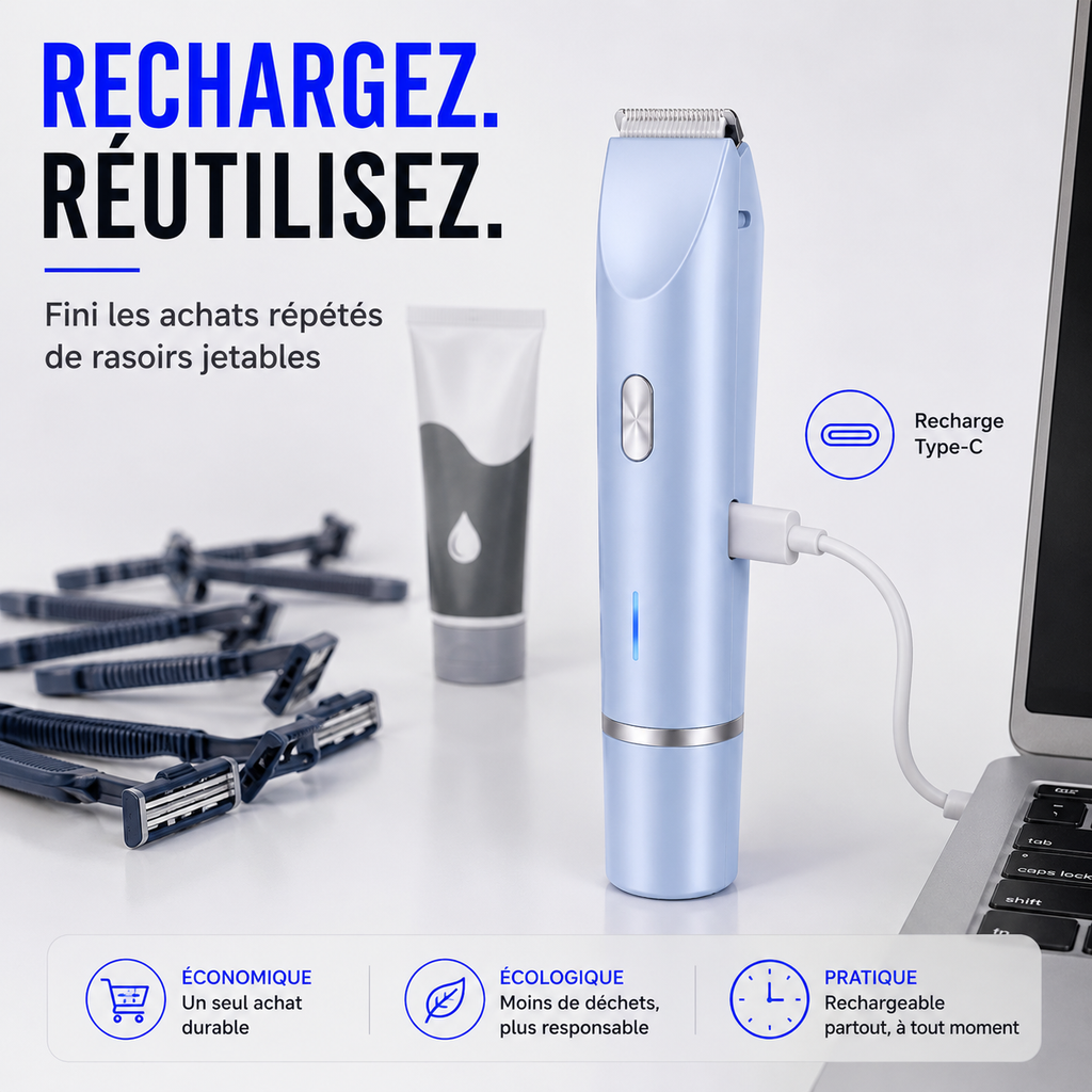 Rasoir Électrique Intime 3 en 1 – Rasage doux, sans douleur, ni irritation