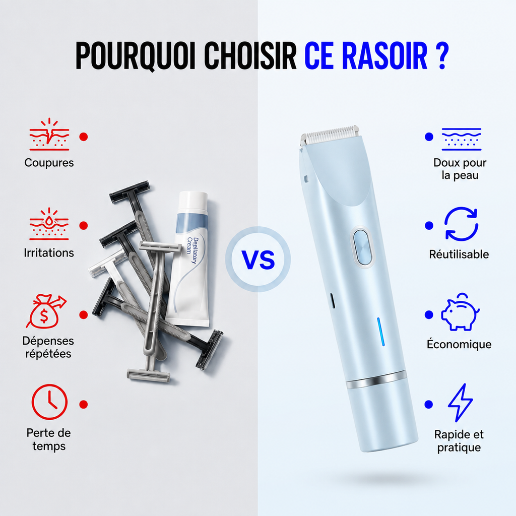 Rasoir Électrique Intime 3 en 1 – Rasage doux, sans douleur, ni irritation