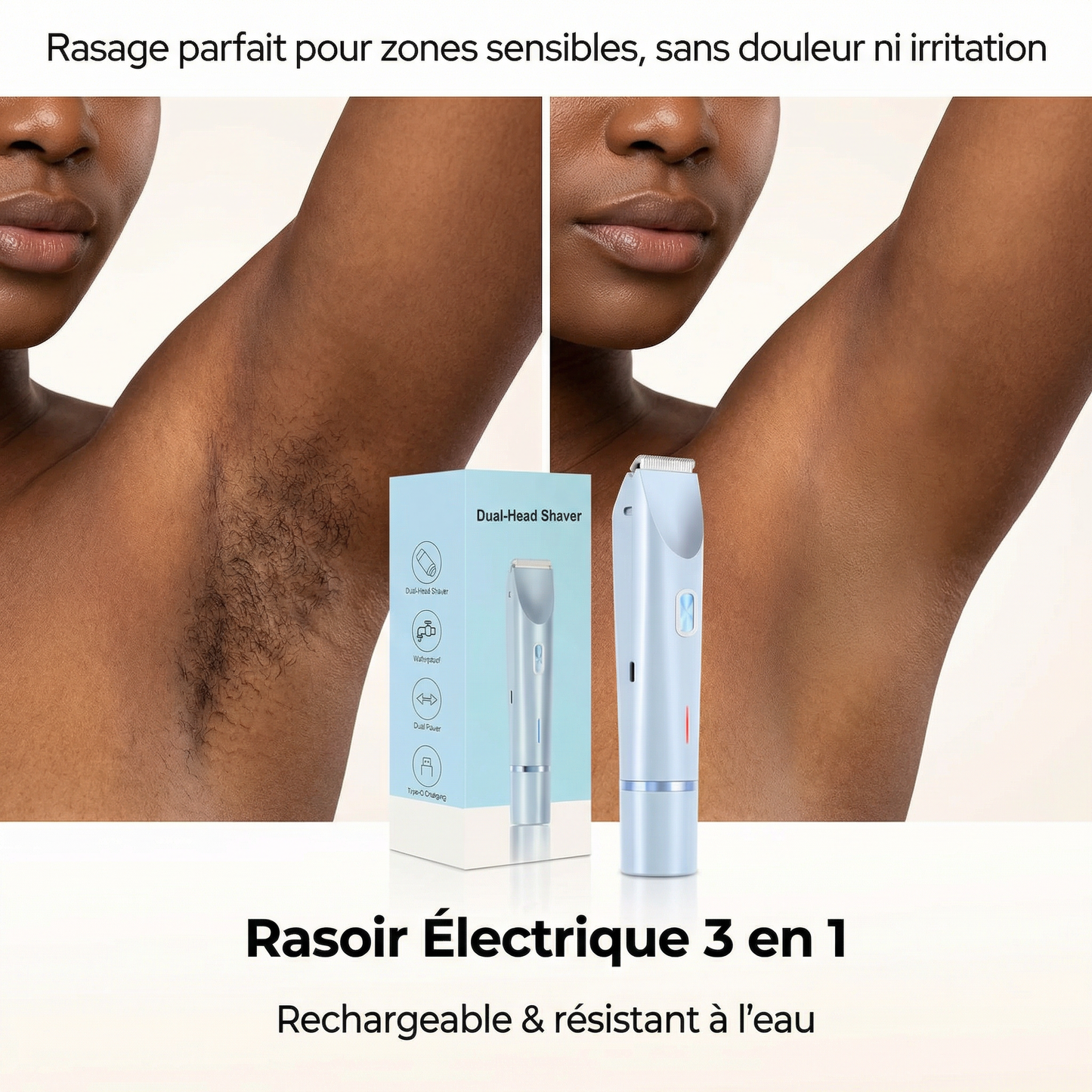 Rasoir Électrique Intime 3 en 1 – Rasage doux, sans douleur ni irritation