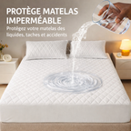 Protège-Matelas Imperméable 2 Places + 2 Couvre-Oreillers Offerts