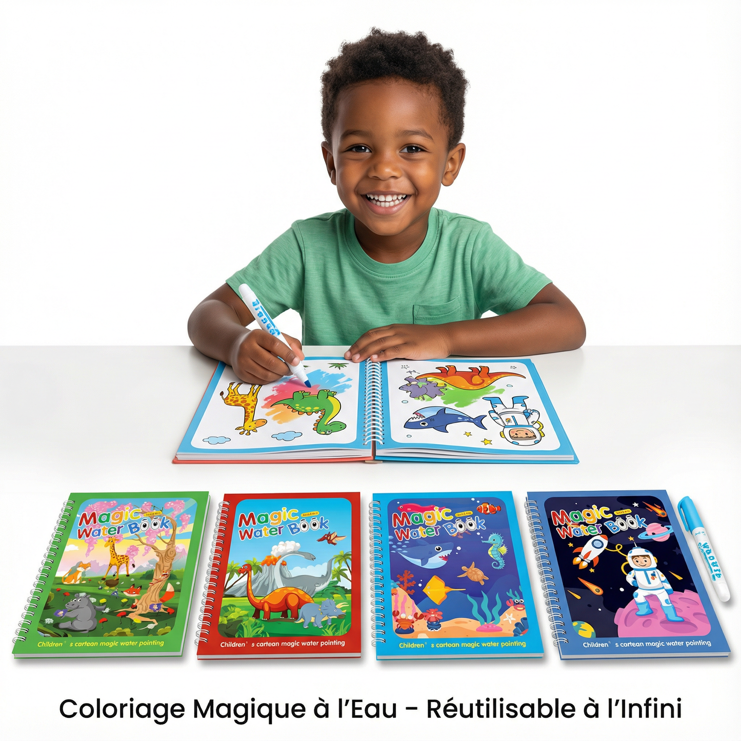 Pack 4 Livres Magiques à l’Eau – Coloriage Réutilisable à l’Infini
