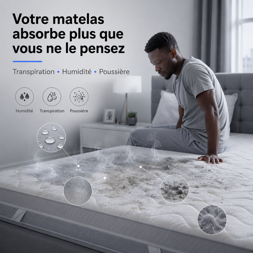 Protège-Matelas Imperméable + 2 Couvre-Oreillers Offerts – Pour lit de 2 Places