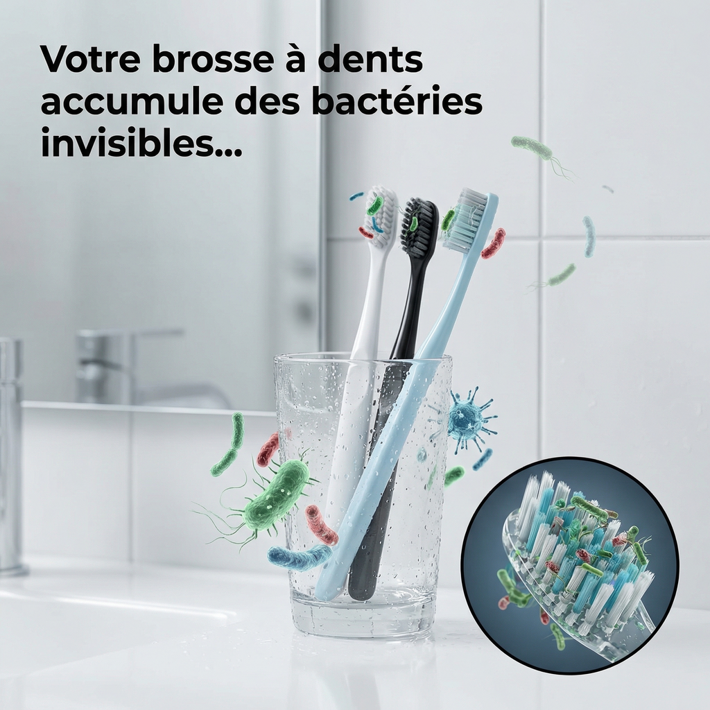 Désinfectant UV Intelligent pour Brosse à Dents – Éliminez jusqu’à 99% des bactéries invisibles
