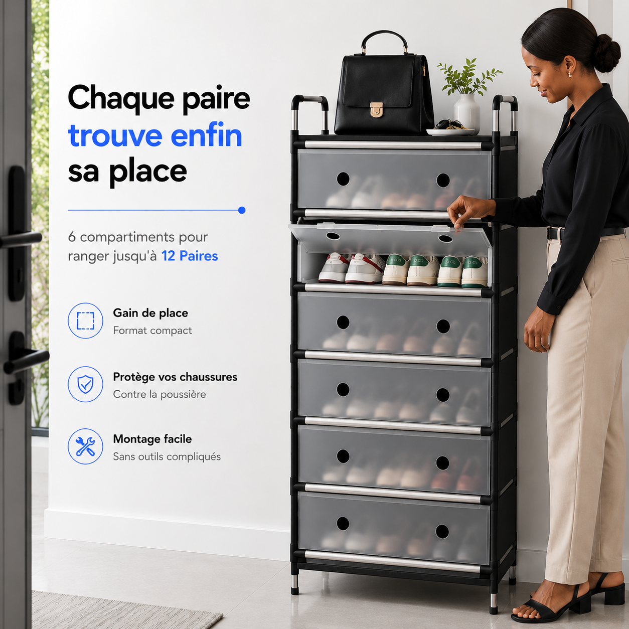 Meuble à Chaussures Gain de Place™ – 6 Compartiments