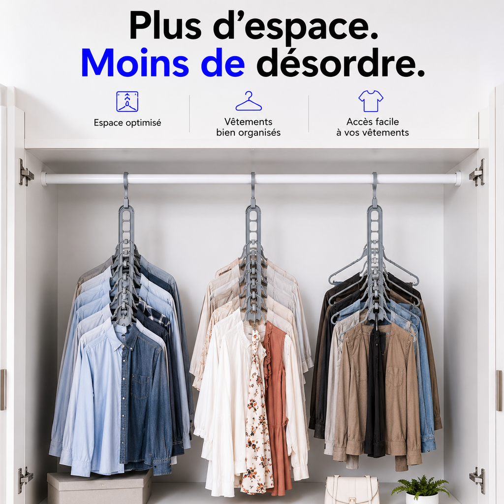 Lot de 05 Cintres Rotatif – Gagnez de l'espace !