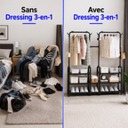 Dressing 3-en-1 | Rangez vêtements, chaussures et accessoires facilement