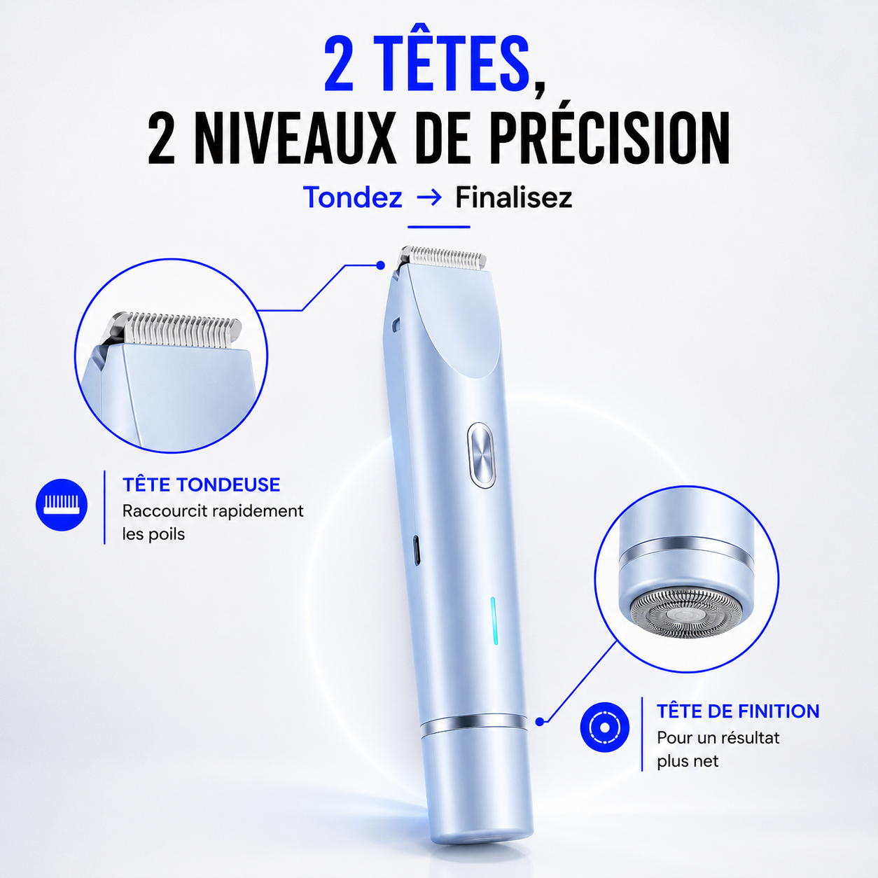 Rasoir Électrique Intime 3 en 1 – Rasage doux, sans douleur, ni irritation