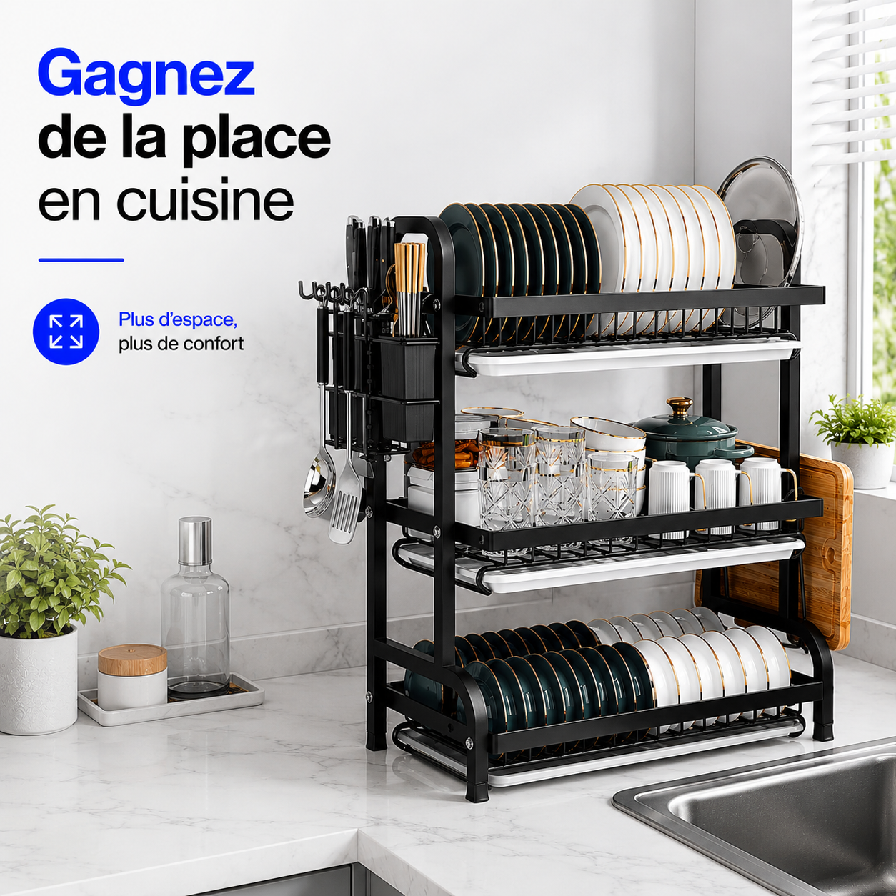 Organiseur Vaisselle Multifonction 3 Niveaux™