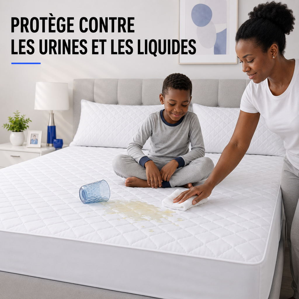 Protège-Matelas Imperméable + 2 Couvre-Oreillers Offerts – Pour lit de 2 Places
