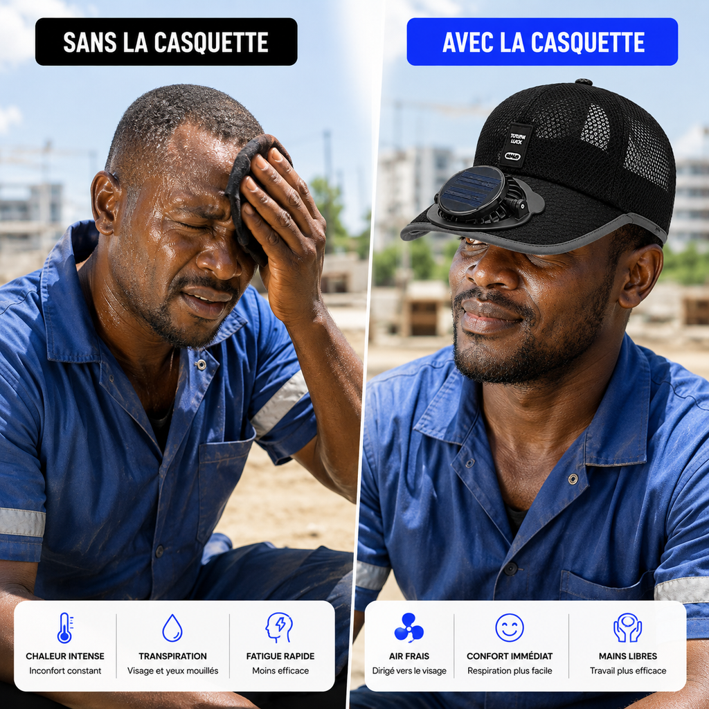 Casquette Anti-Chaleur – avec Ventilateur Solaire Rechargeable™
