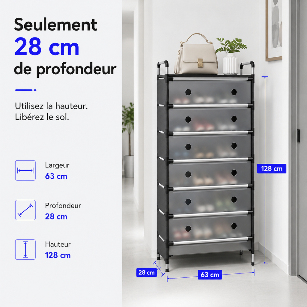 Meuble à Chaussures Gain de Place™ – 6 Compartiments