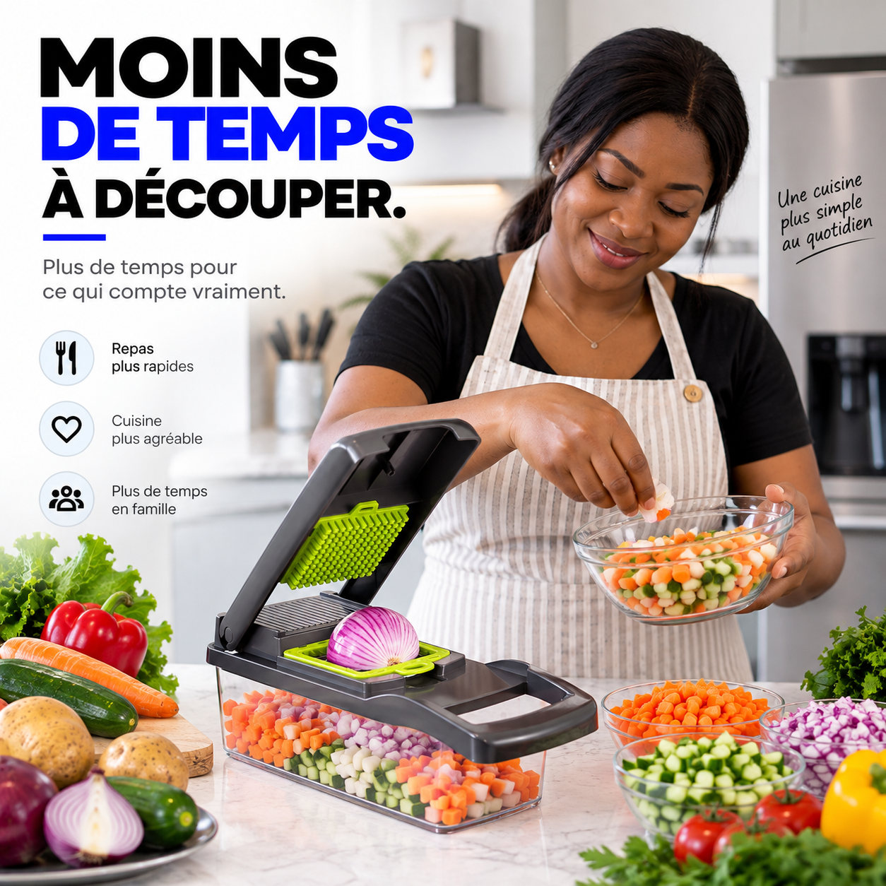 Coupe-Légumes Multifonction™ – Tranche, Râpe & Découpe en Quelques Gestes
