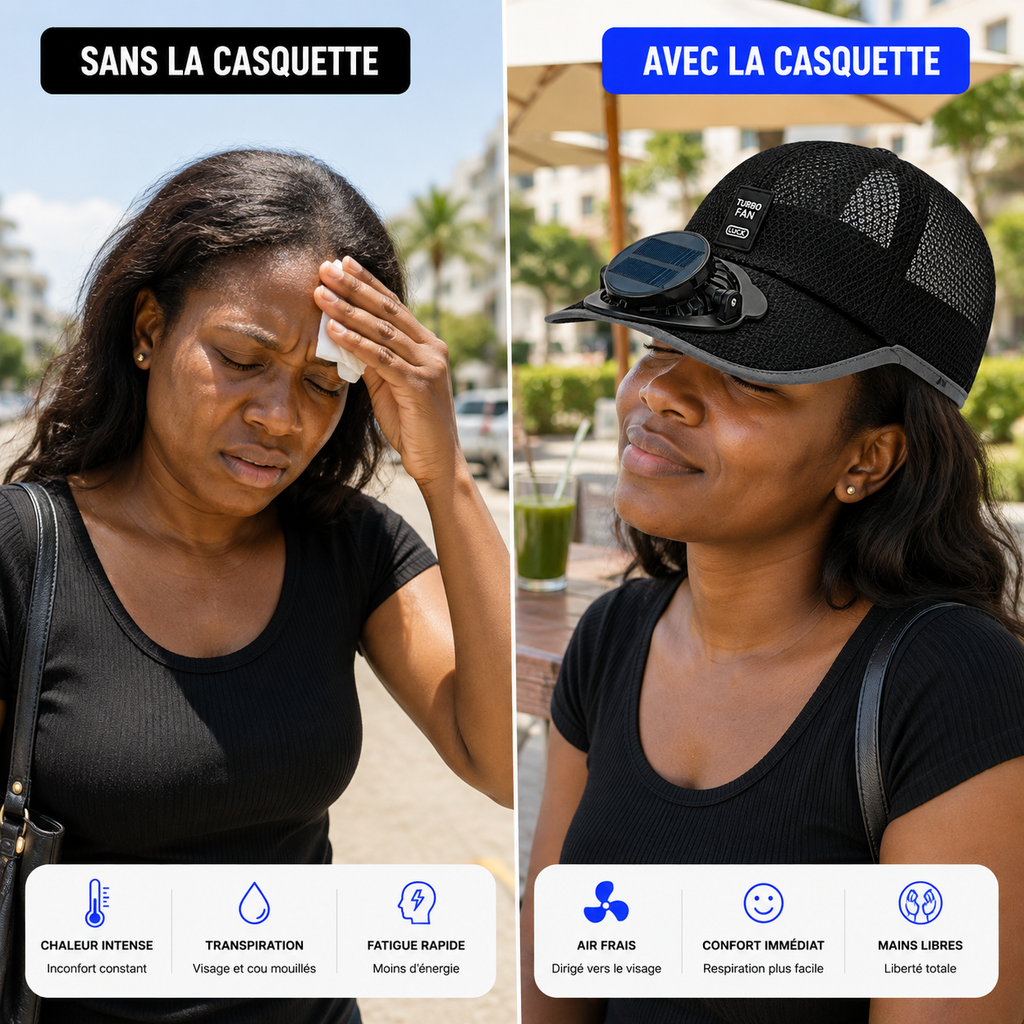 Casquette Anti-Chaleur – avec Ventilateur Solaire Rechargeable™
