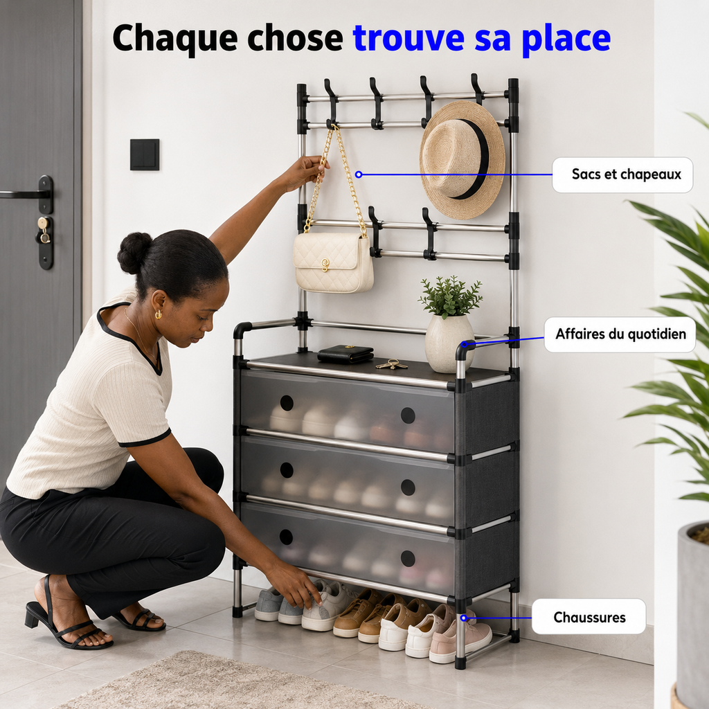 Meuble Multi-Rangement Gain de Place™ – Chaussures, Sacs & Accessoires