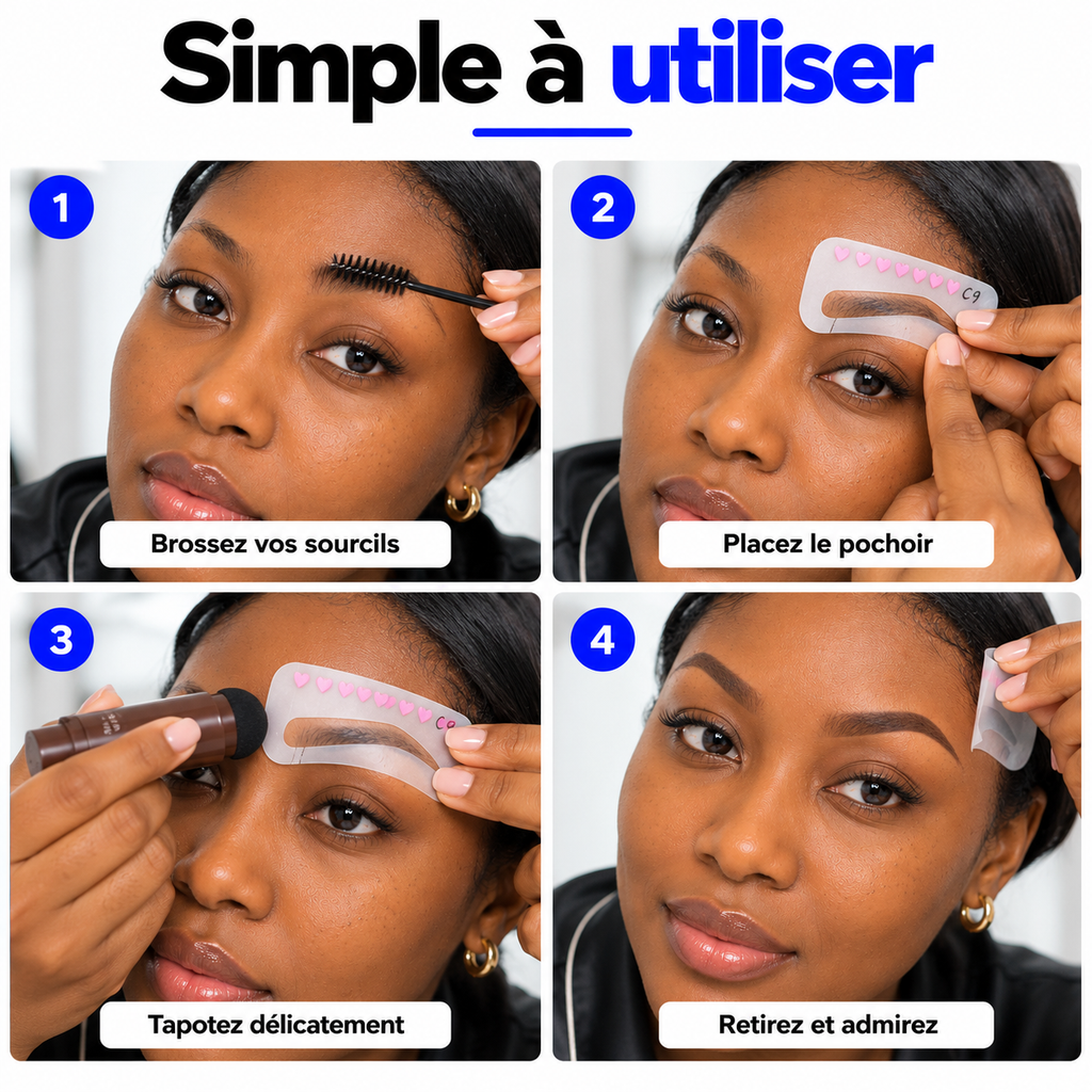 Kit Tampon à Sourcils Pro™ – Sourcils Parfaitement Dessinés en Quelques Gestes | Marron + Noir