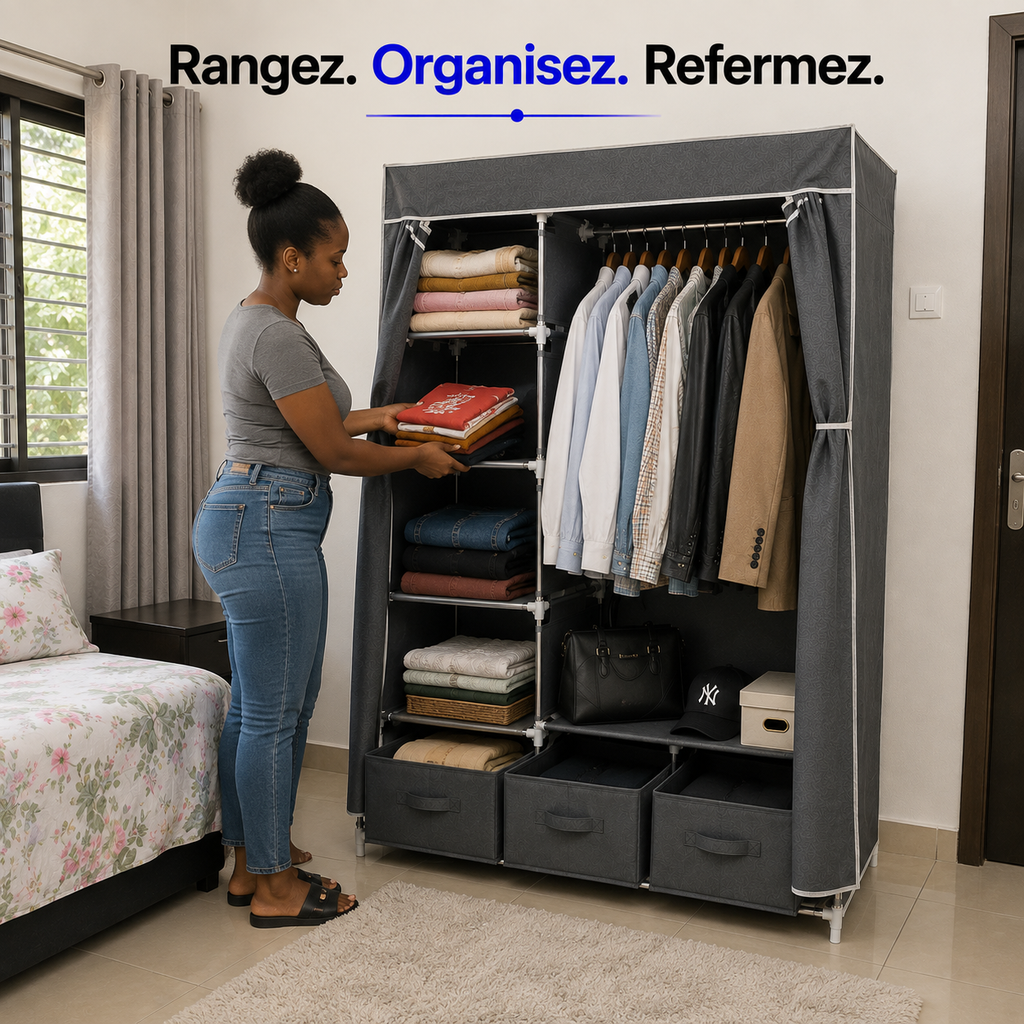 Dressing Grande Capacité™ avec Penderie, Étagères & 3 Tiroirs