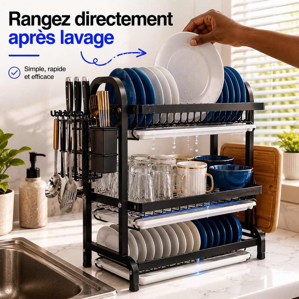 Organiseur Vaisselle Multifonction 3 Niveaux™