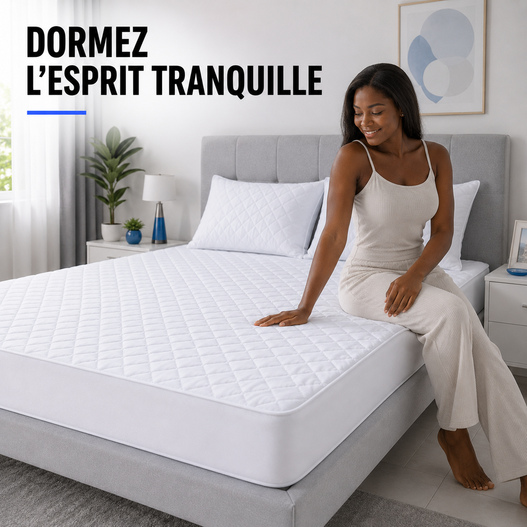 Protège-Matelas Imperméable + 2 Couvre-Oreillers Offerts – Pour lit de 2 Places