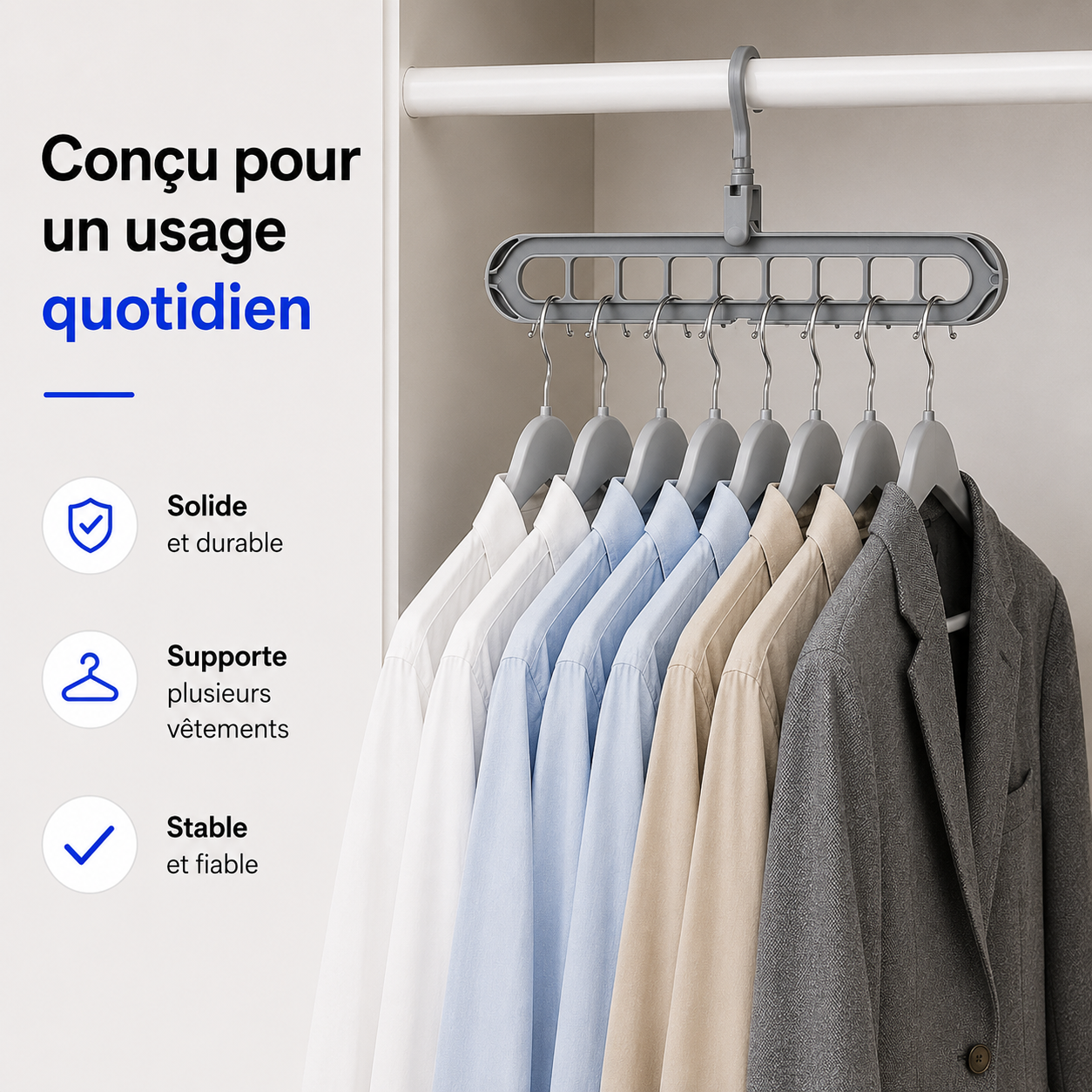 Lot de 05 Cintres Rotatif – Gagnez de l'espace !