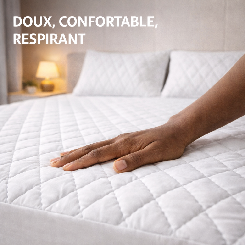 Protège-Matelas Imperméable 2 Places + 2 Couvre-Oreillers Offerts