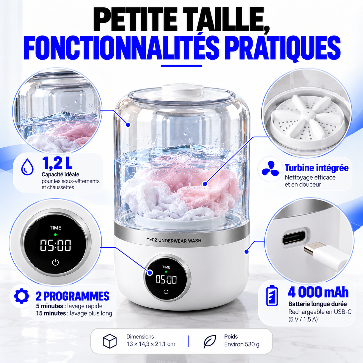 Mini Machine à Laver Portable™ – Lavez vos sous-vêtements sans effort