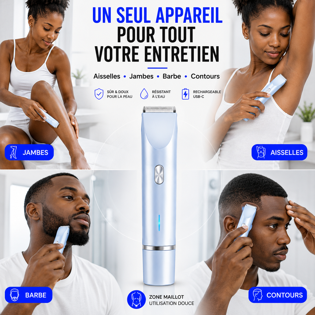 Rasoir Électrique Intime 3 en 1 – Rasage doux, sans douleur, ni irritation