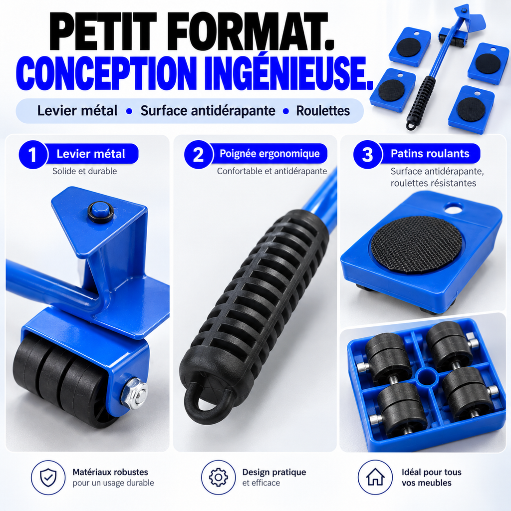 Kit Déplace-Meubles Facile™ – Déplacez vos Meubles Lourds Sans les Porter