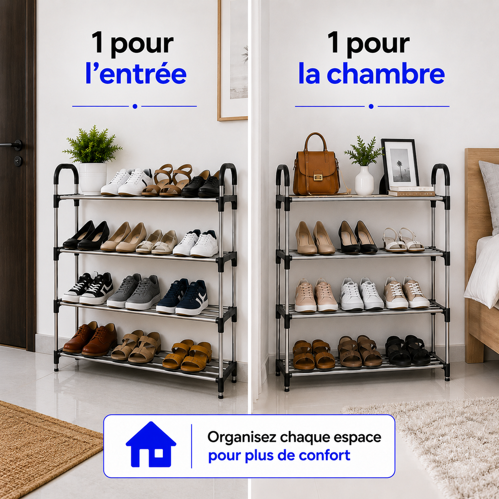 Étagère à Chaussures Gain de Place 4 Niveaux™