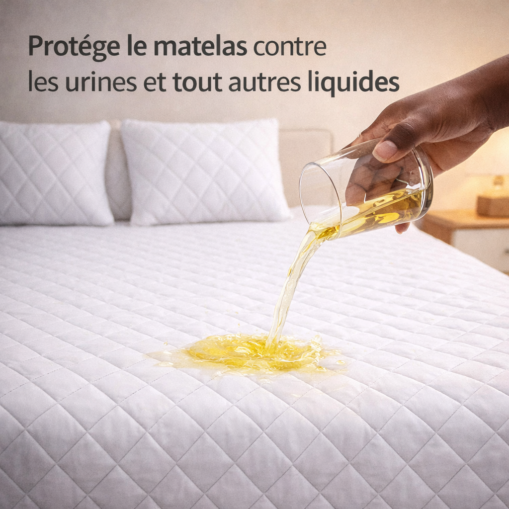 Protège-Matelas Imperméable 2 Places + 2 Couvre-Oreillers Offerts