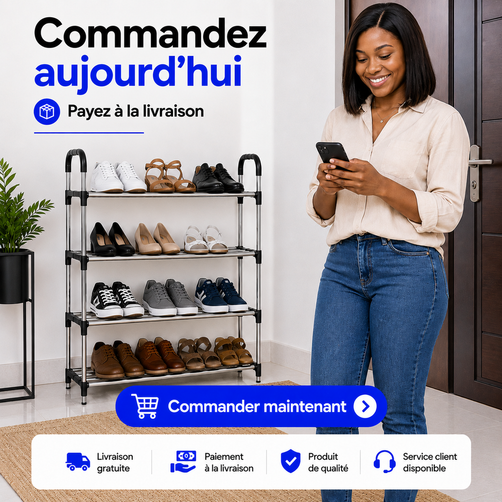Étagère à Chaussures Gain de Place 4 Niveaux™